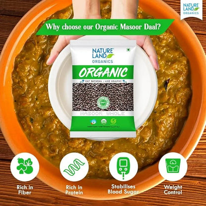 Organics Masoor Brown Dal /Sabut Pouch,