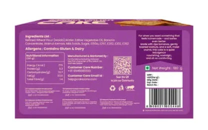 CakeZone Banana Walnut Cake Share.svg Net Qty: 180 g
