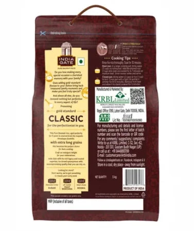 India Gate Gold Standard Classic Basmati Rice | 2 Years Aged | Extra Long Grains Share.svg Net Qty: 1 pack (5 kg)