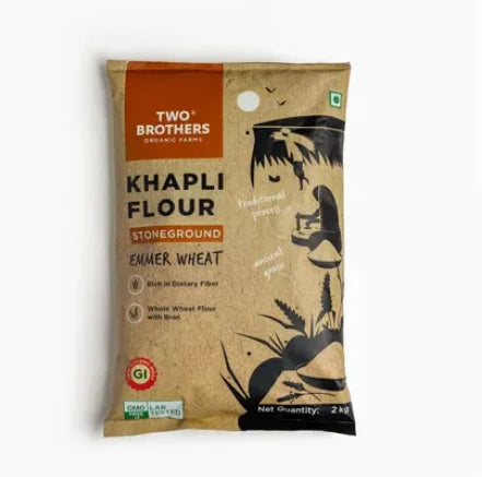 Two Brothers Khapli | Emmer Long Wheat Atta Stoneground Share.svg Net Qty: 1 pack (2 kg)