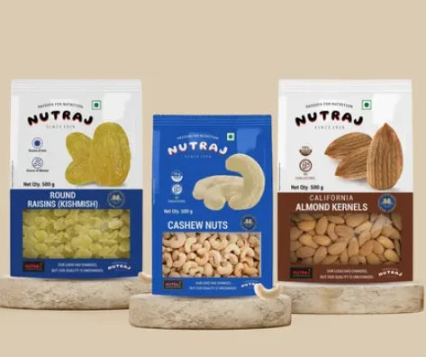 Nutraj Almond/Badam California (500g) & Nutraj Raisin/Kismish (500g) & Nutraj