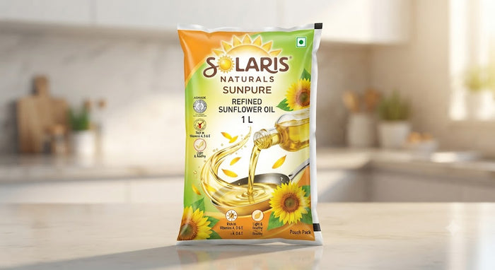 SOLARIS SUNPURE Refined Sunflower Oil - 1 L Pouch Pack