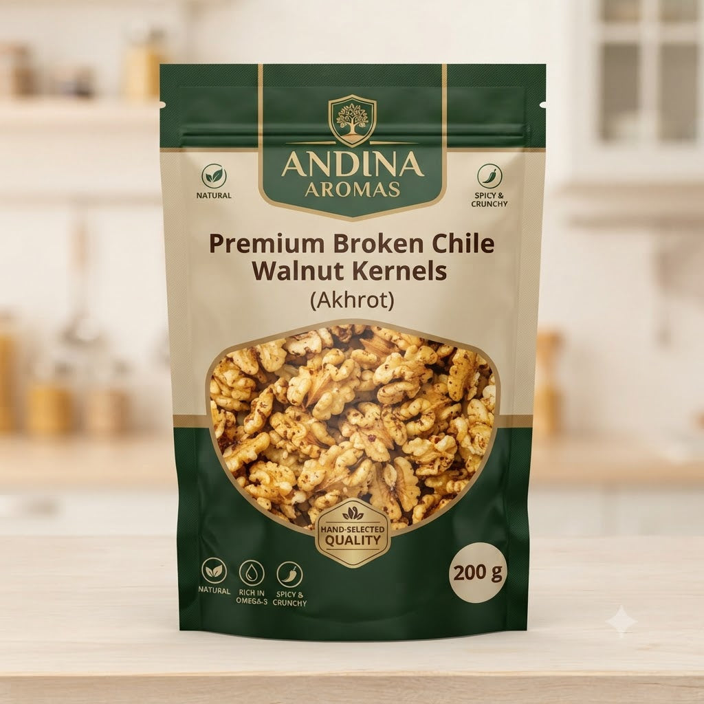 ANDINA AROMAS Premium Broken Chile Walnut Kernels (Akhrot) - 200 g