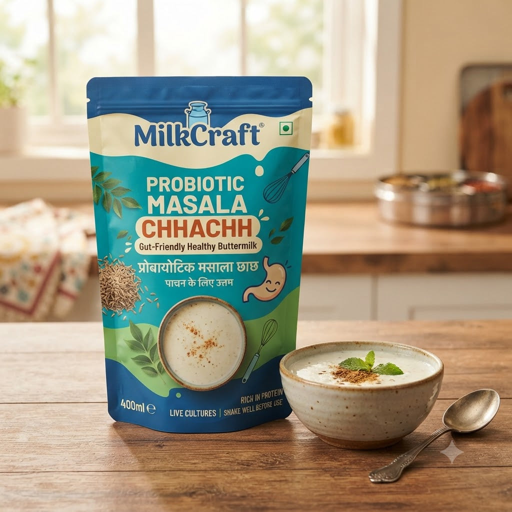 MilkCraft Probiotic Masala Chhachh | Gut-Friendly Healthy Buttermilk | 400ml Pouch
