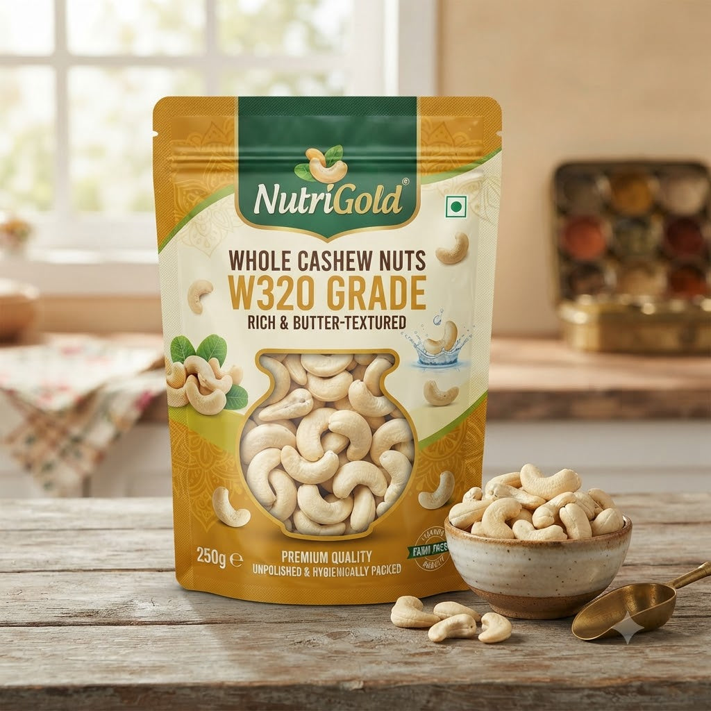 NutriGold Whole Cashew Nuts W320 Grade