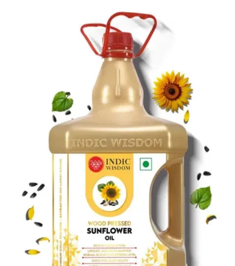 Indic-Wisdom-Sunflower-Wood-Pressed-Oil-Cold-Pressed-Extracted-on-Wooden-Churner